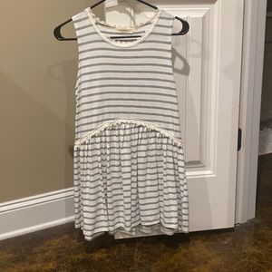 Grey and white striped top
